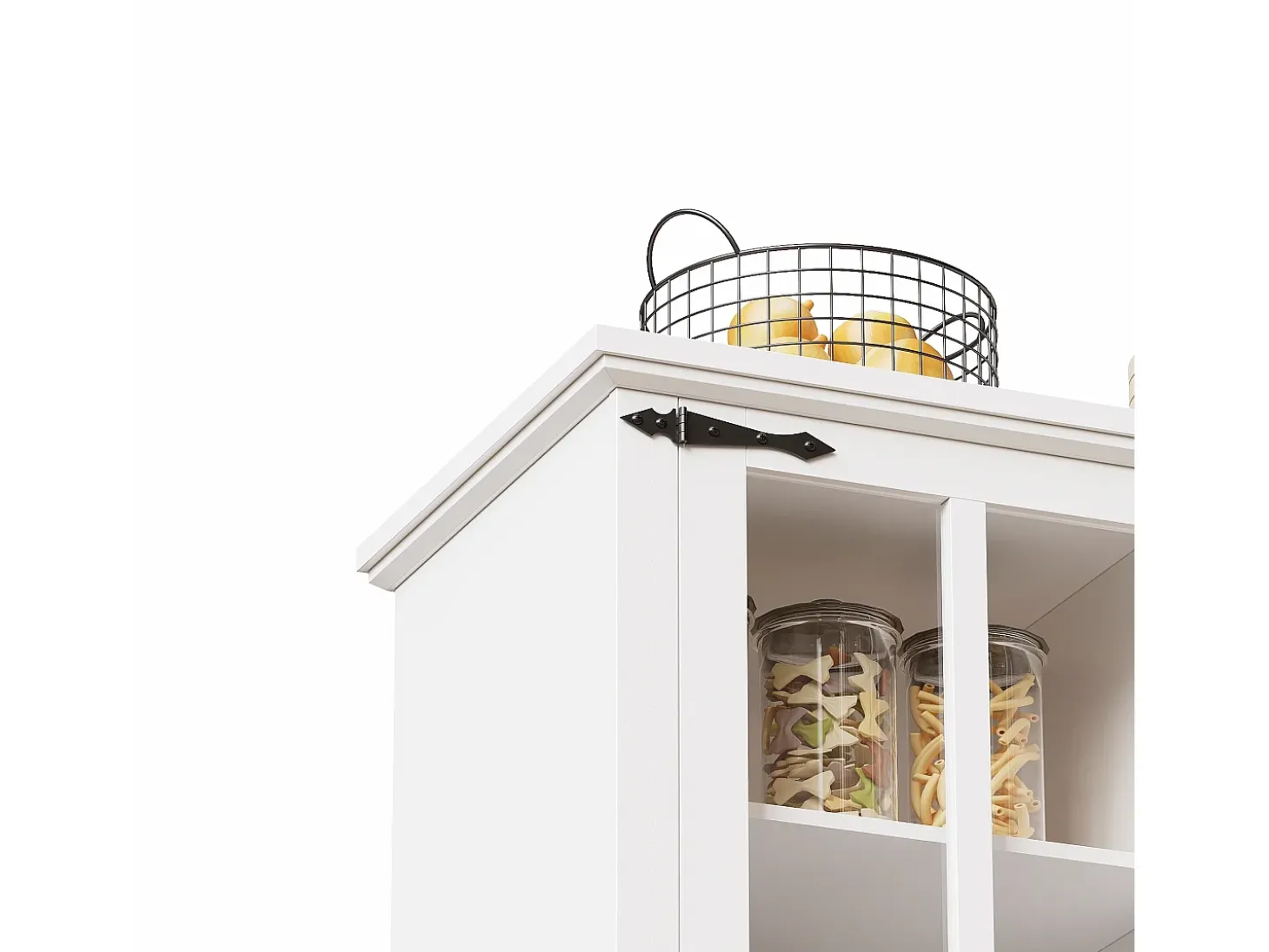 Aparador alto blanco - Aparador con 3 cajones y 4 puertas - Iluminación LED y almacenajeabierto - para cocina y salón