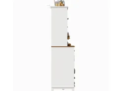 Aparador alto blanco - Aparador con 3 cajones y 4 puertas - Iluminación LED y almacenajeabierto - para cocina y salón