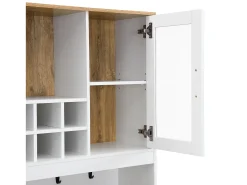 Aparador alto blanco - Aparador de 5 puertas y 3 cajones - con botellero y compartimentos abiertos - para salón y comedor