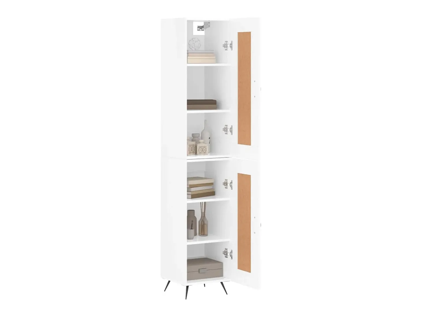 Aparador alto Blanco brillo 34,5x34x180 cm Madera de ingeniería