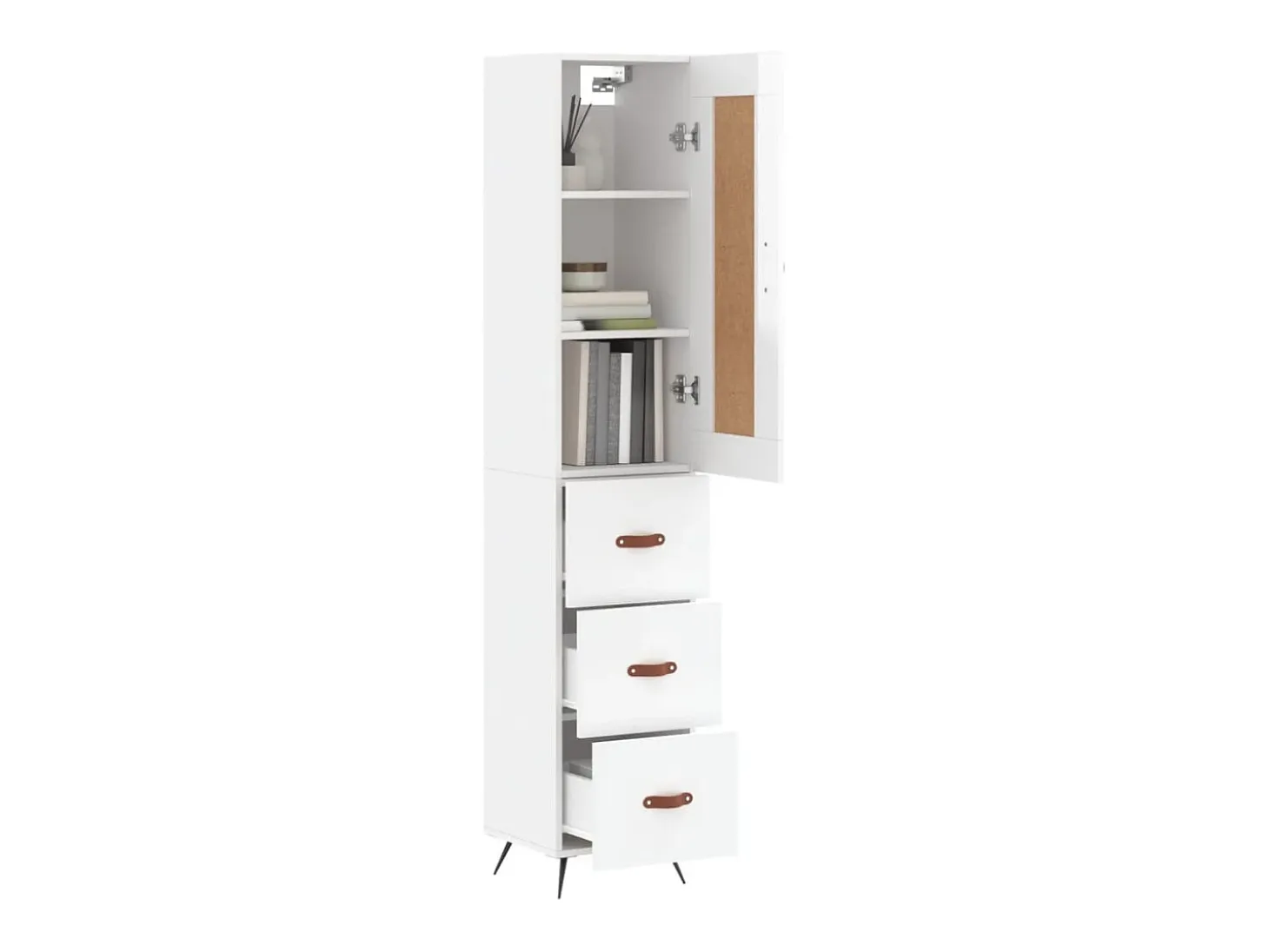 Aparador alto Blanco brillo 34,5x34x180 cm Madera de ingeniería