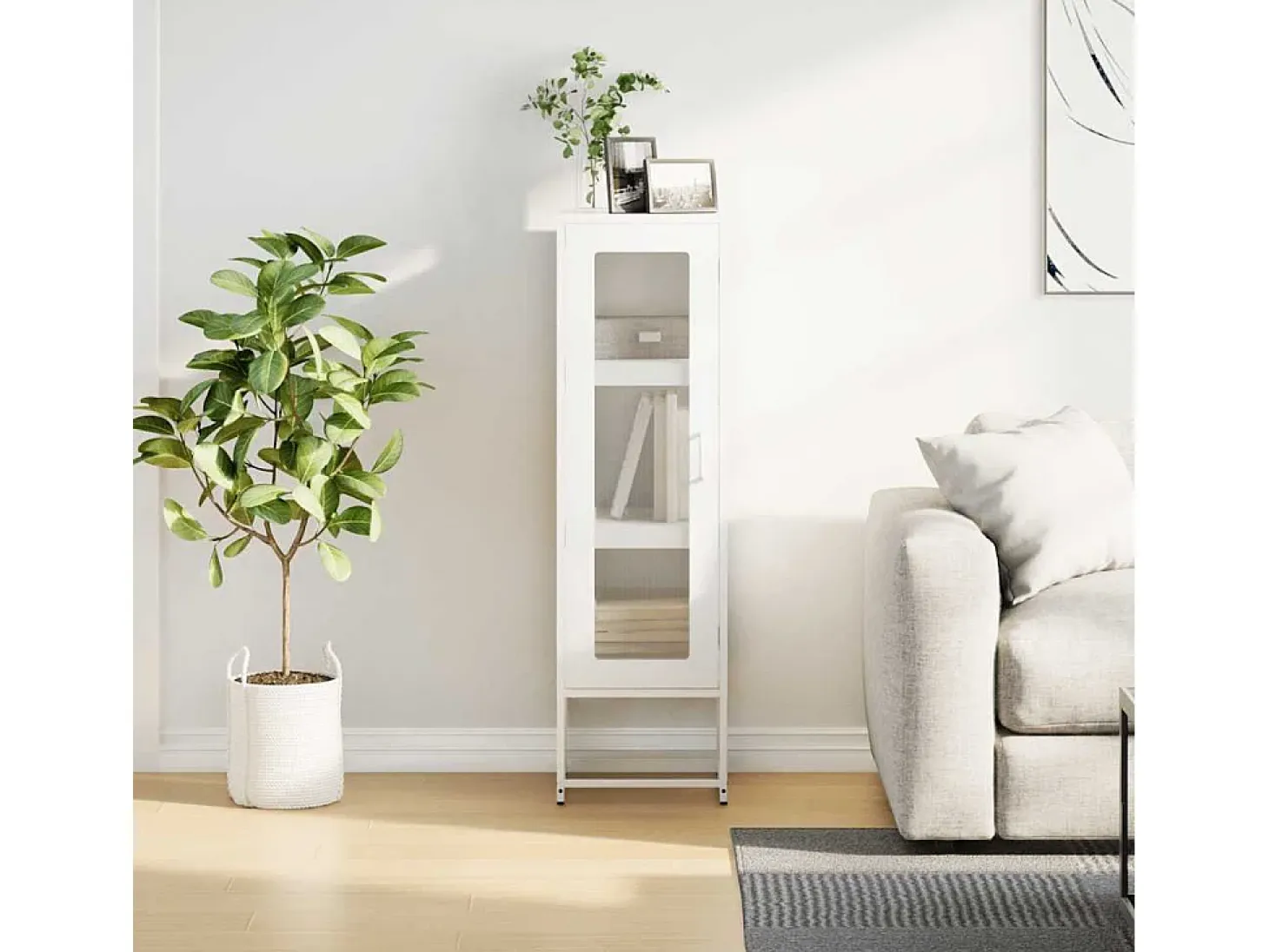Aparador alto blanco 36x39x123 cm acero laminado en frío