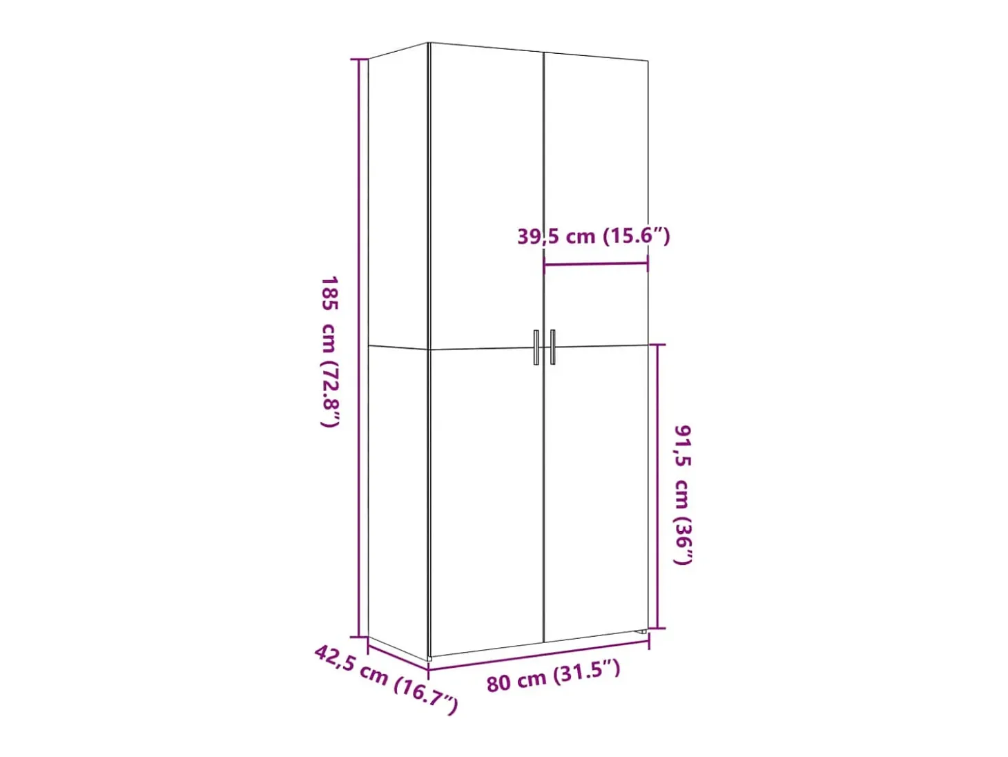Aparador alto blanco 80x42,5x185 cm madera contrachapada
