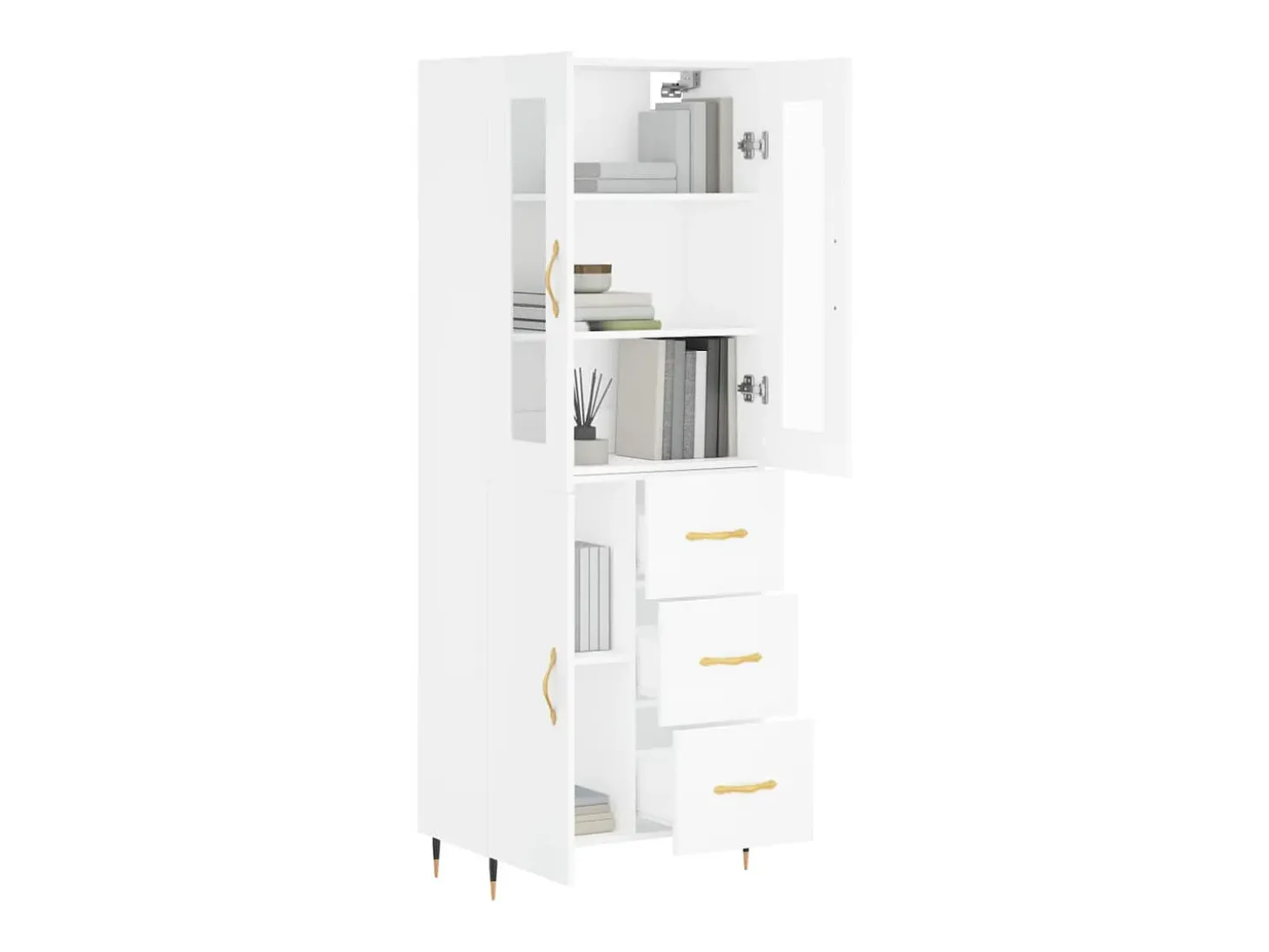 Aparador alto blanco 69,5x34x180 cm Madera contrachapada