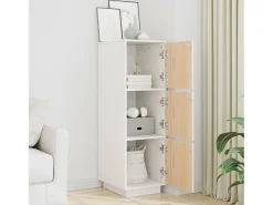 Aparador alto Blanco 34x40x108,5 cm Madera maciza de pino