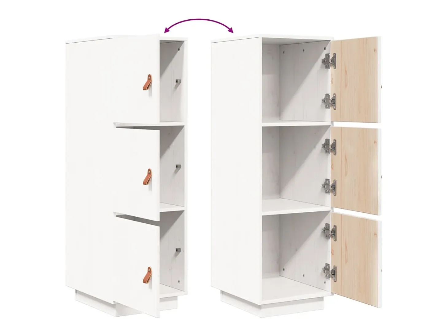 Aparador alto Blanco 34x40x108,5 cm Madera maciza de pino