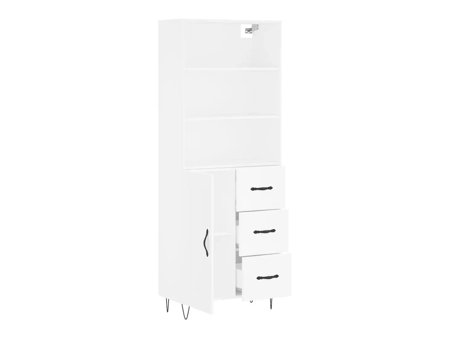 Aparador alto blanco 69,5x34x180 cm Madera contrachapada