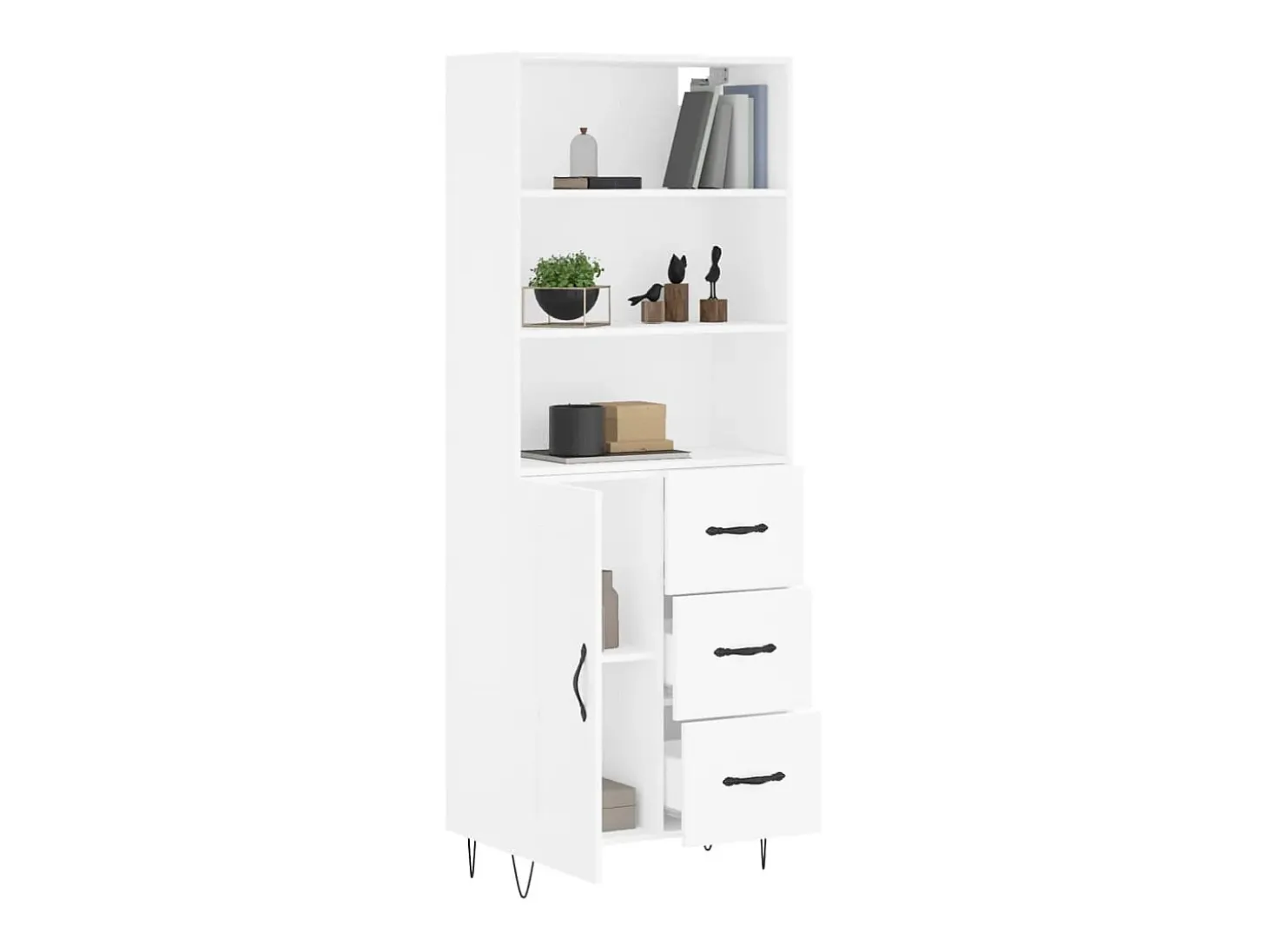 Aparador alto blanco 69,5x34x180 cm Madera contrachapada