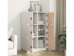 Aparador alto Blanco 67x40x108,5 cm Madera maciza de pino
