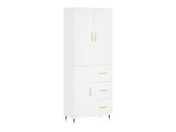 Aparador alto blanco 69,5x34x180 cm Madera contrachapada