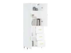 Aparador alto blanco 69,5x34x180 cm Madera contrachapada