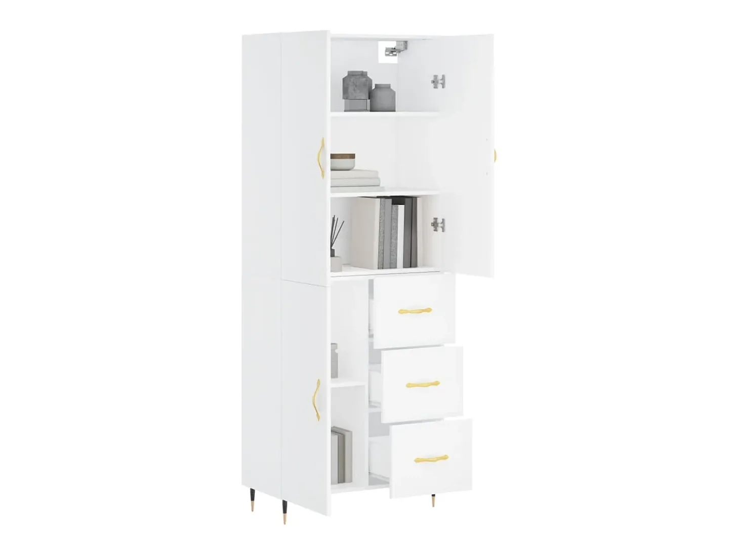 Aparador alto blanco 69,5x34x180 cm Madera contrachapada