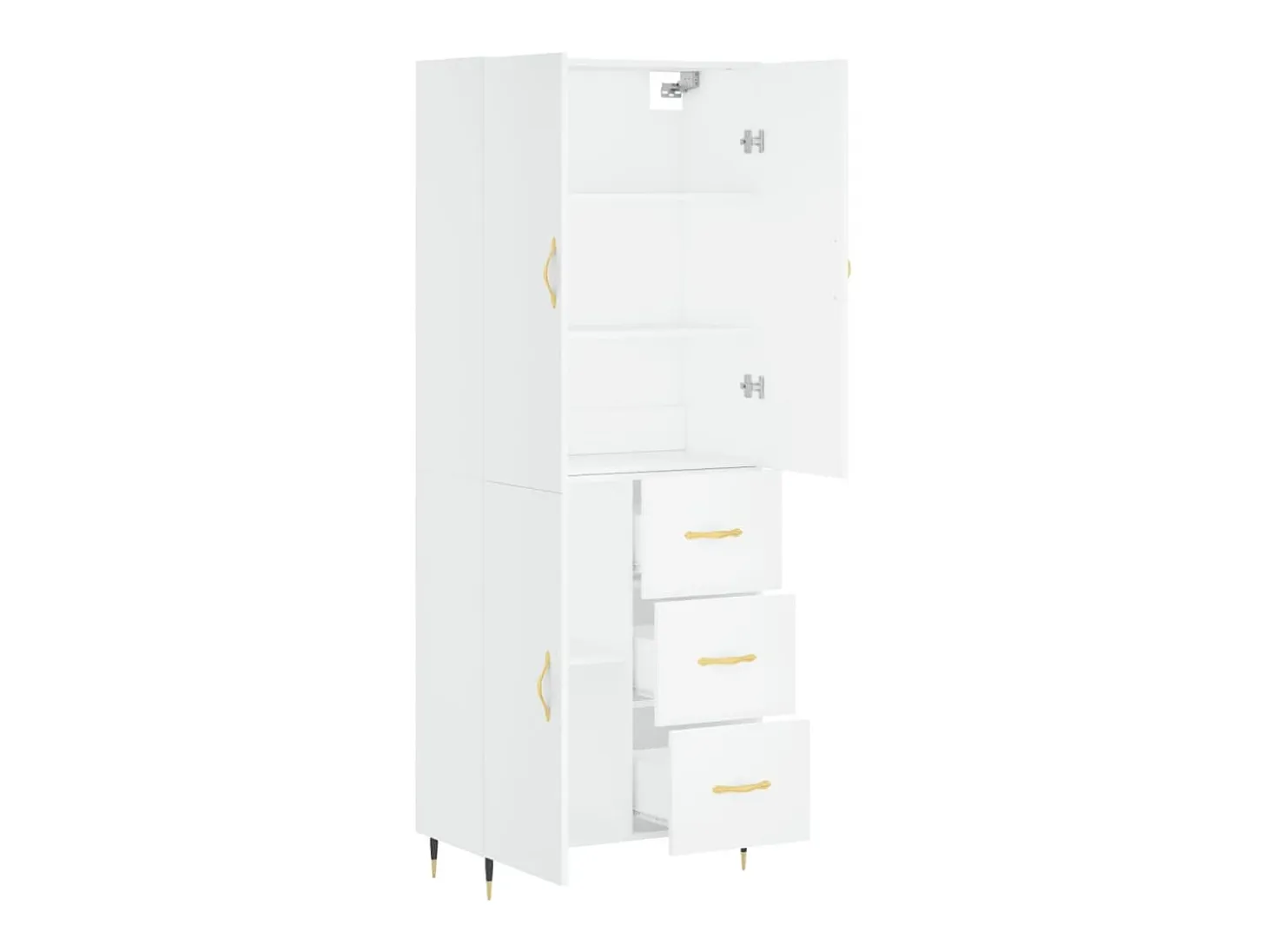 Aparador alto blanco 69,5x34x180 cm Madera contrachapada
