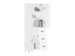 Aparador alto blanco 69,5x34x180 cm Madera contrachapada