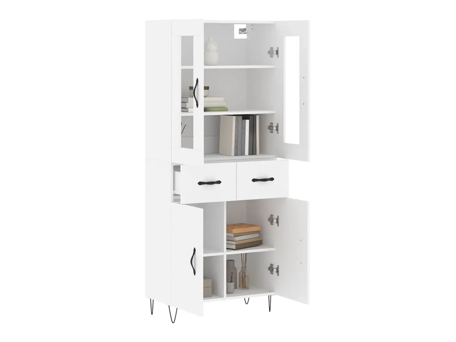 Aparador alto blanco 69,5x34x180 cm Madera contrachapada