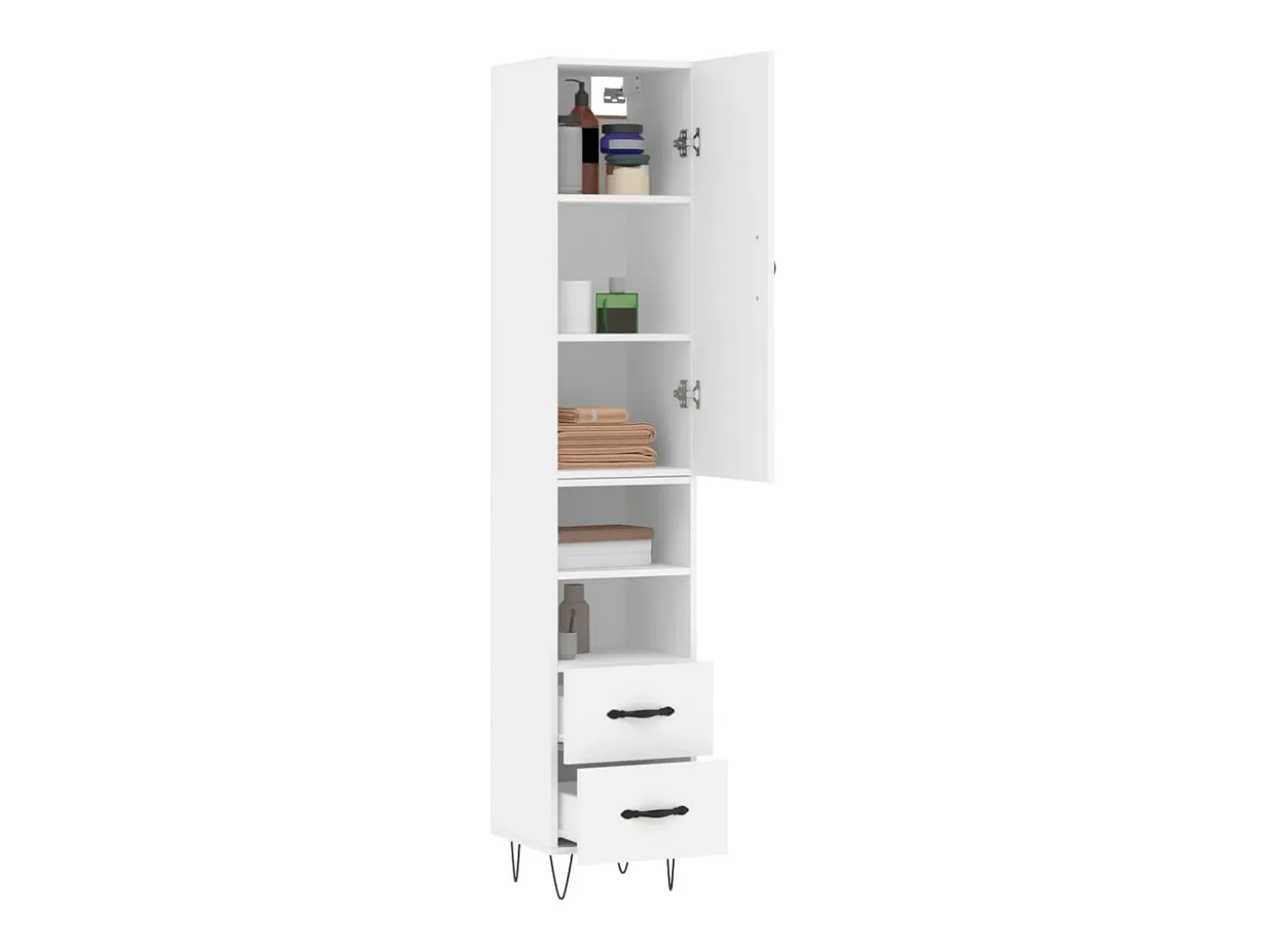 Aparador alto blanco 34,5x34x180 cm Madera contrachapada