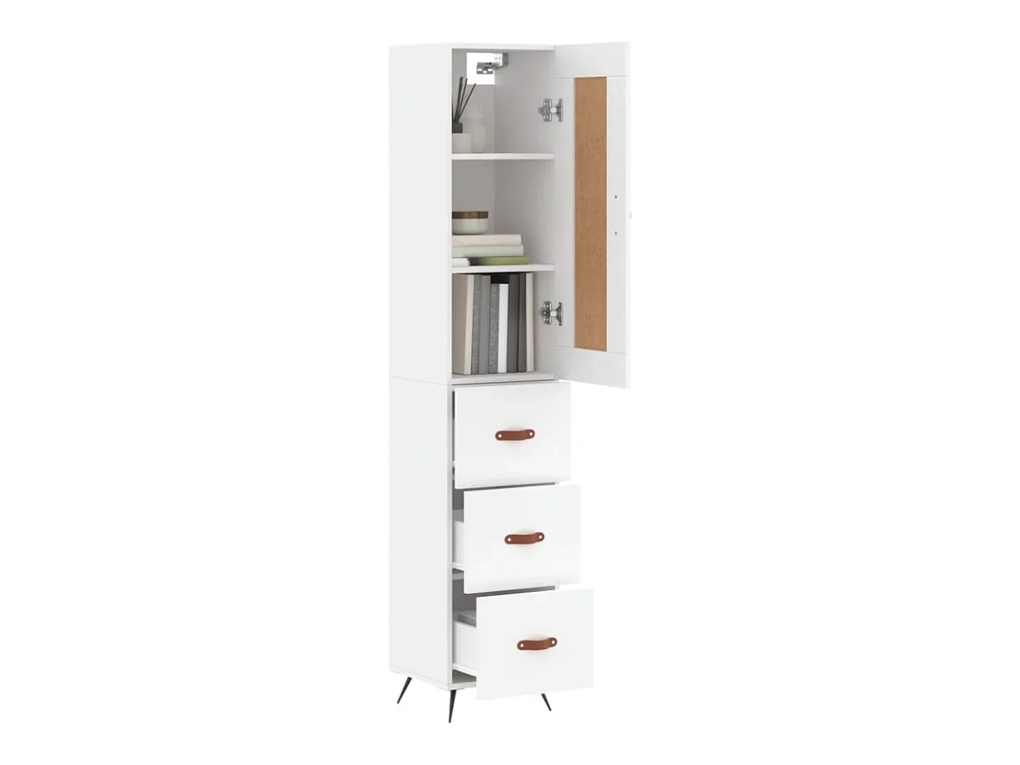 Aparador alto blanco 34,5x34x180 cm Madera contrachapada