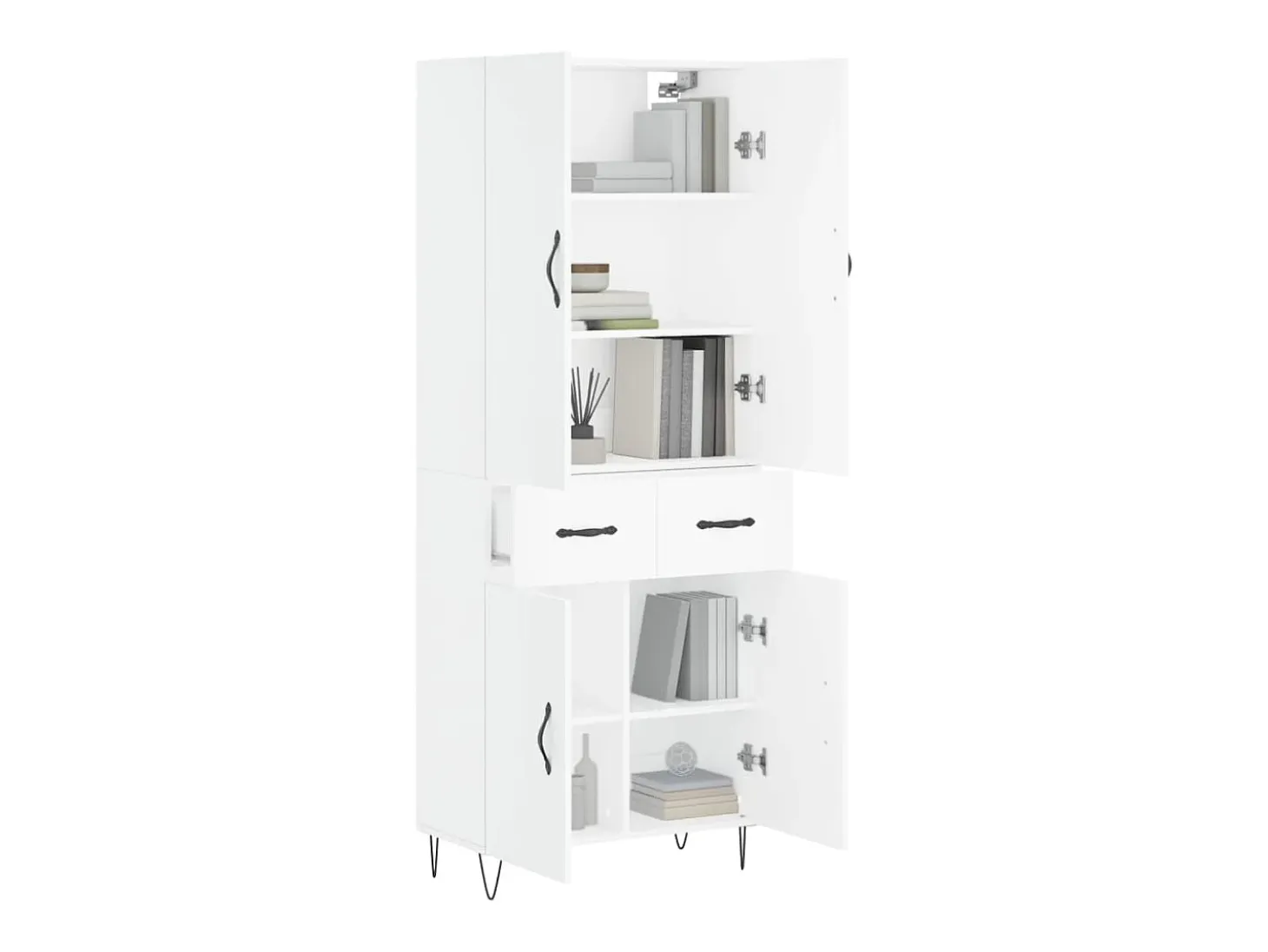 Aparador alto blanco 69,5x34x180 cm Madera contrachapada