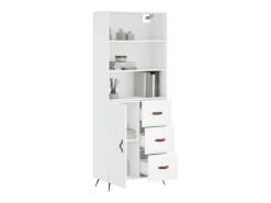 Aparador alto blanco 69,5x34x180 cm Madera contrachapada