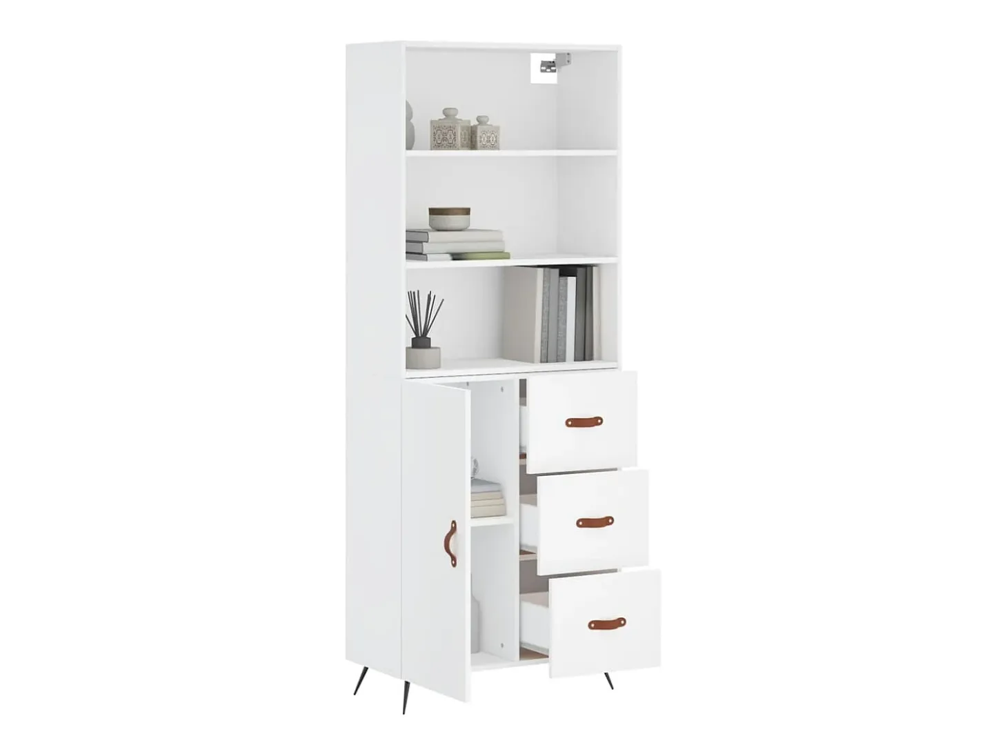 Aparador alto blanco 69,5x34x180 cm Madera contrachapada
