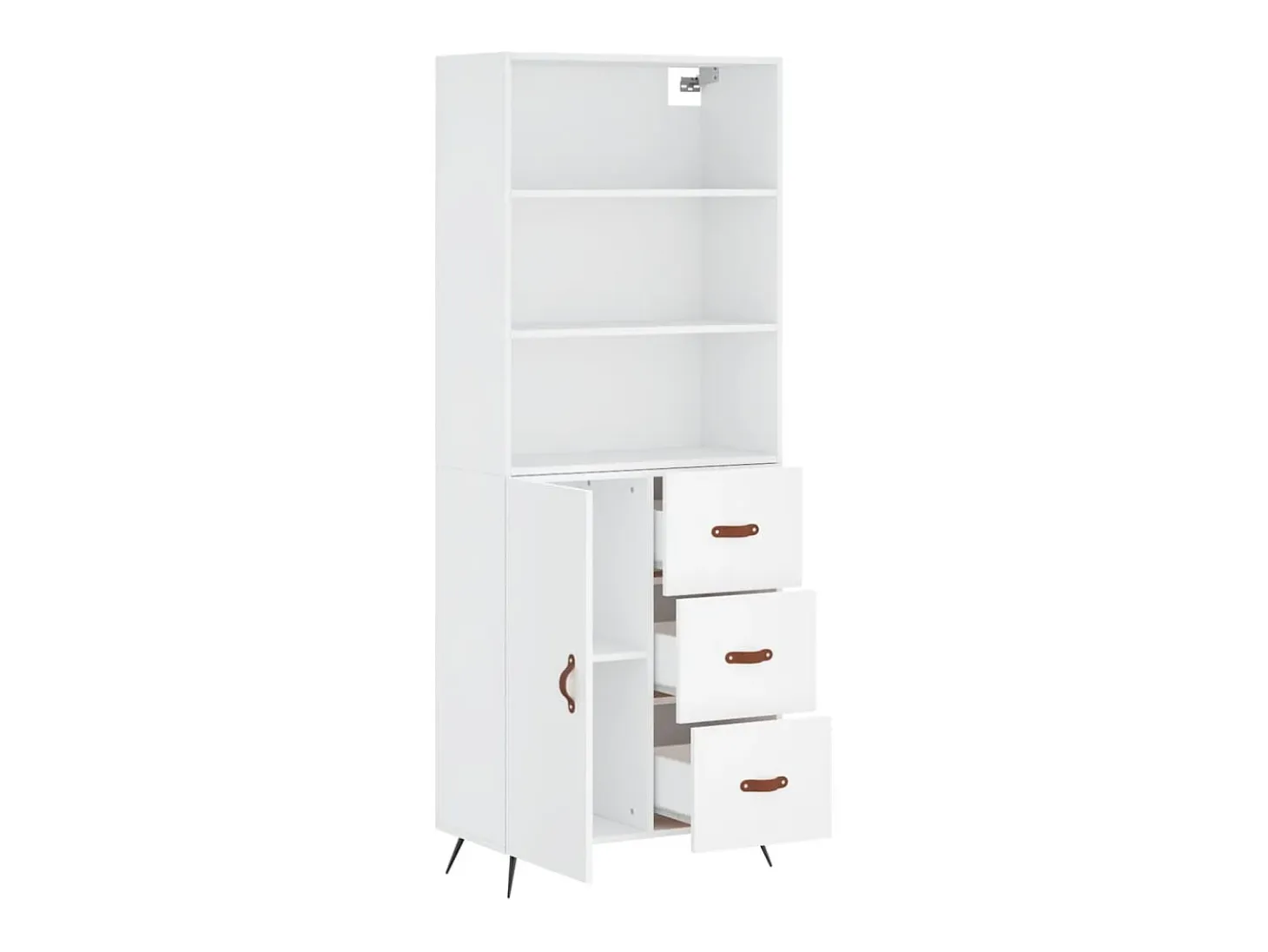 Aparador alto blanco 69,5x34x180 cm Madera contrachapada