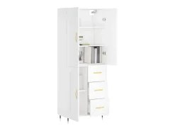 Aparador alto blanco 69,5x34x180 cm Madera contrachapada