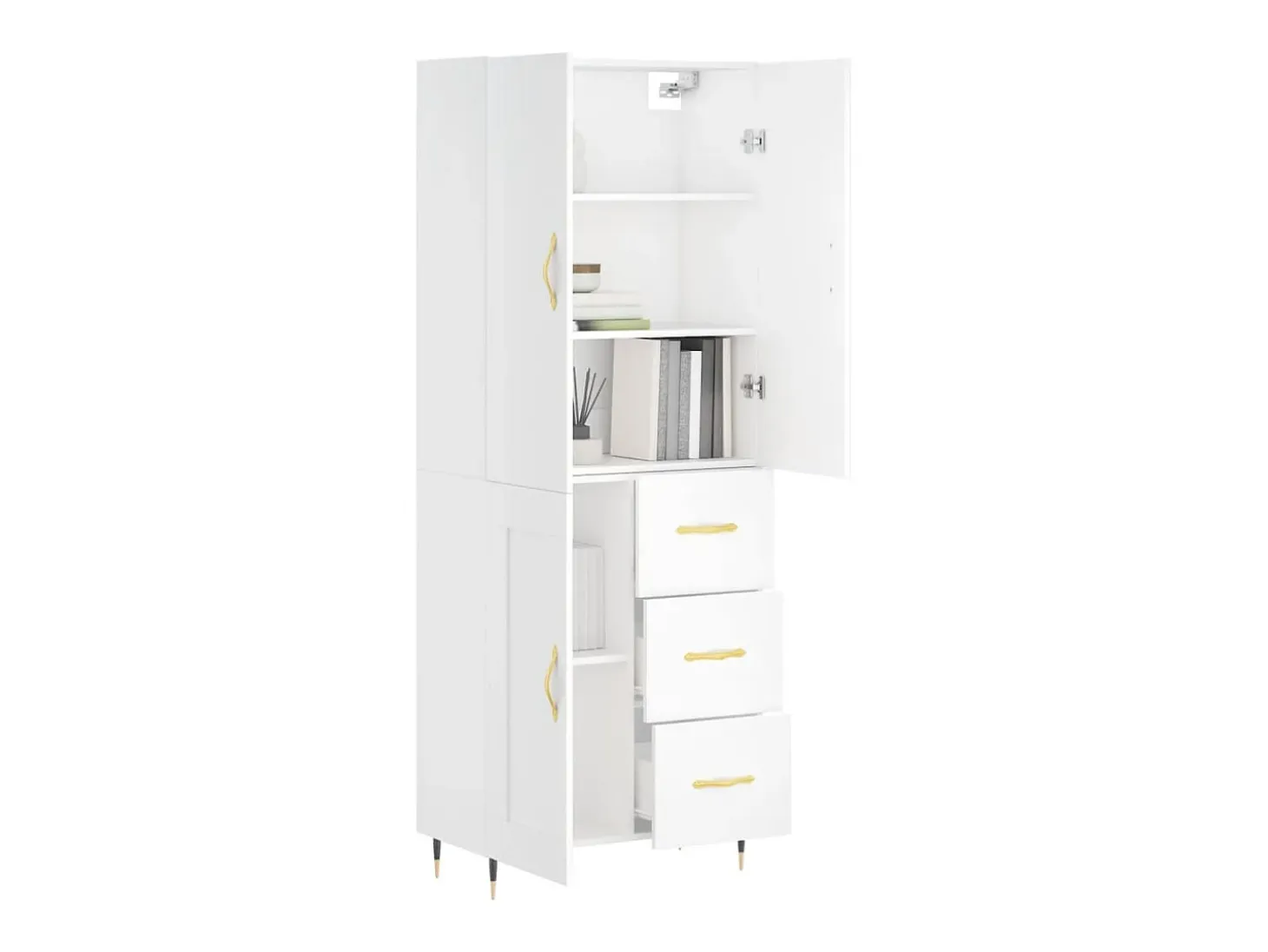 Aparador alto blanco 69,5x34x180 cm Madera contrachapada