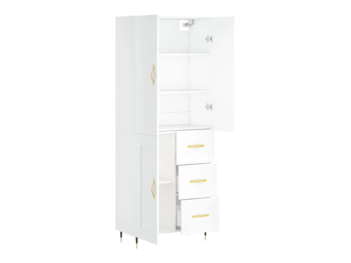 Aparador alto blanco 69,5x34x180 cm Madera contrachapada