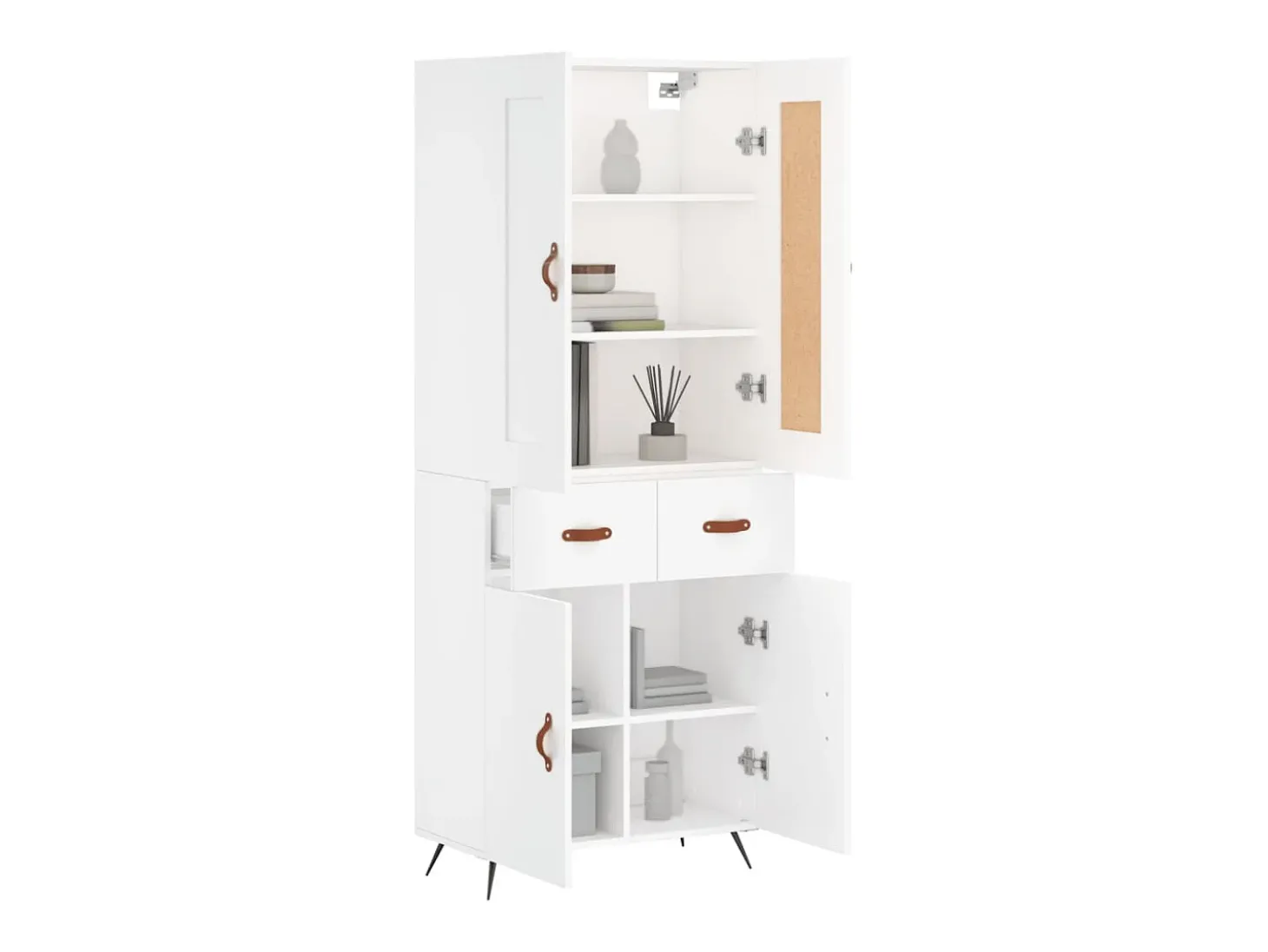 Aparador alto blanco 69,5x34x180 cm Madera contrachapada