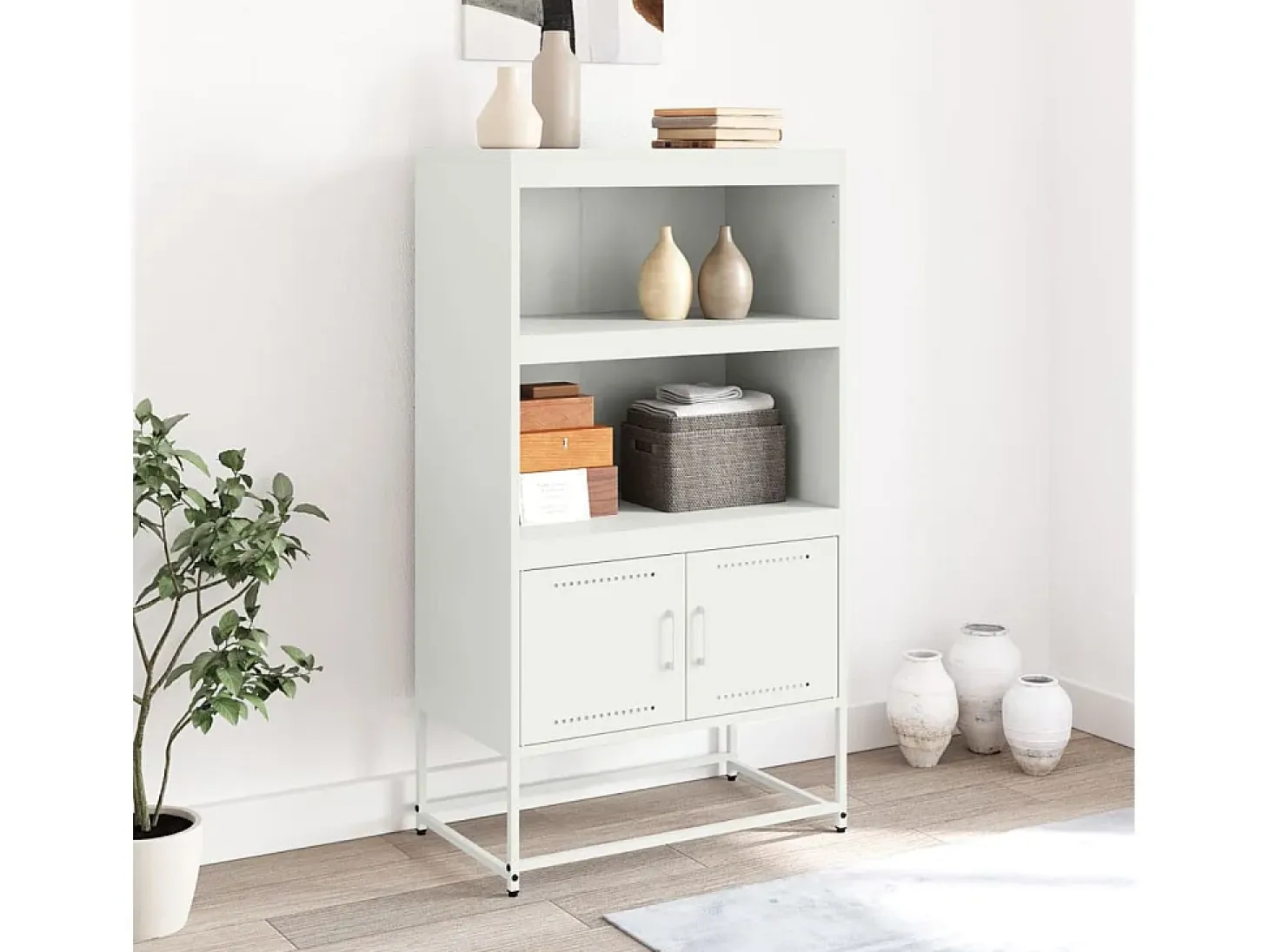 Aparador alto blanco 68,5x38,5x123,5 cm acero