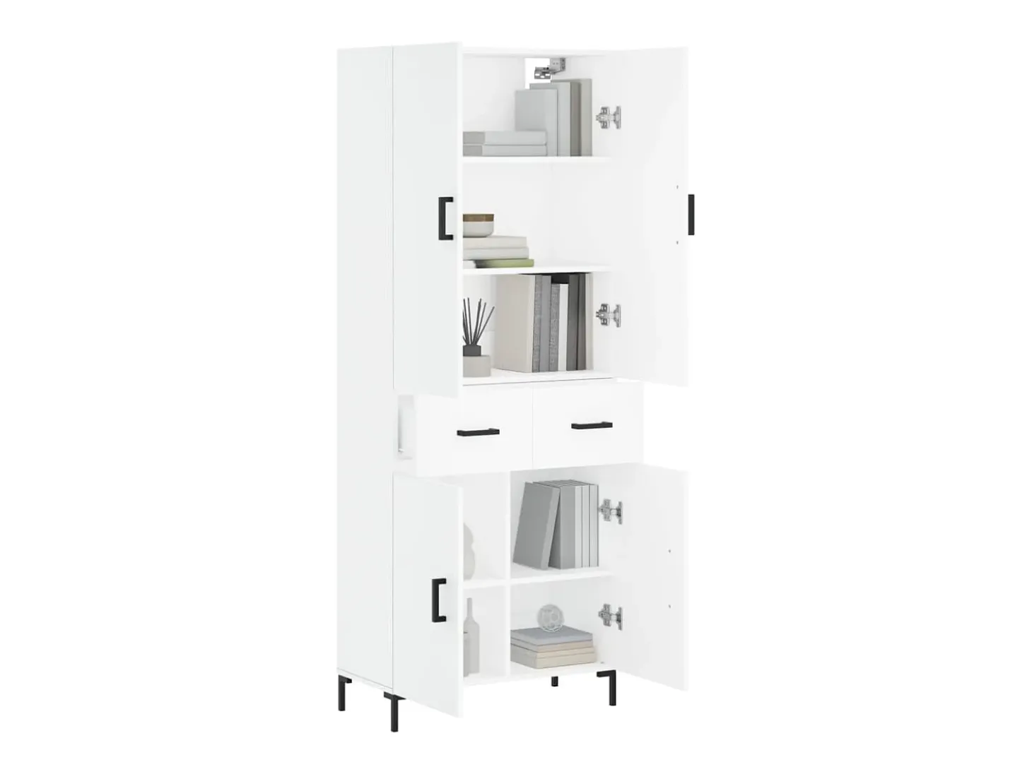 Aparador alto blanco 69,5x34x180 cm Madera contrachapada