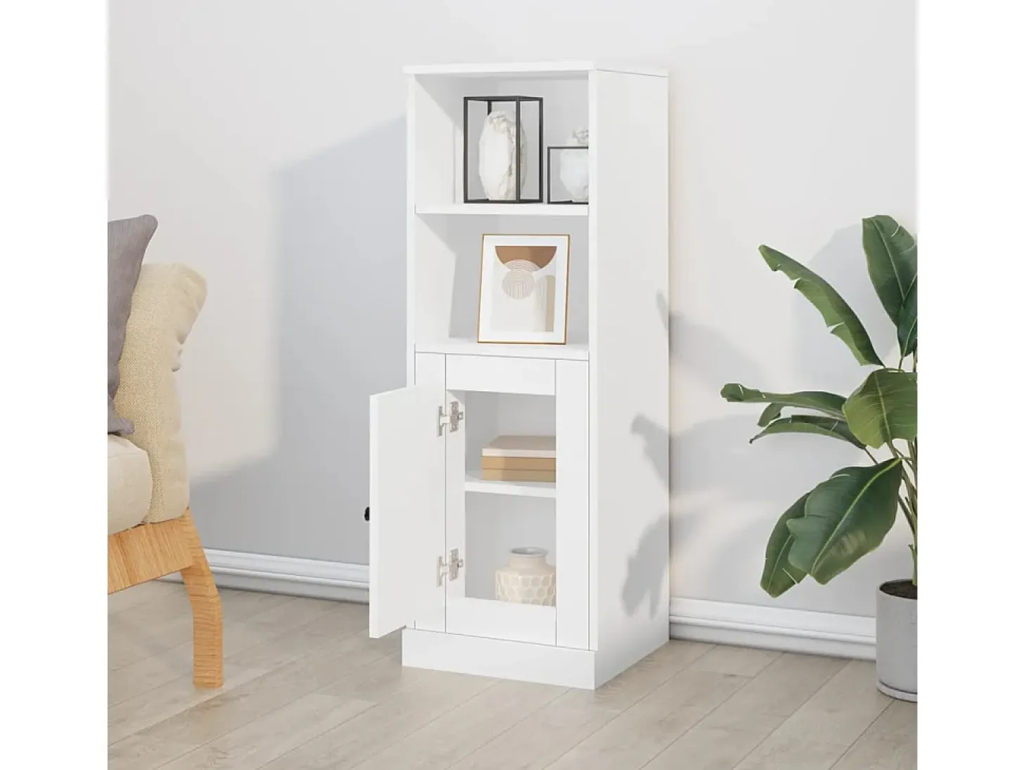 Aparador alto blanco 36x35,5x103,5 cm madera contrachapada