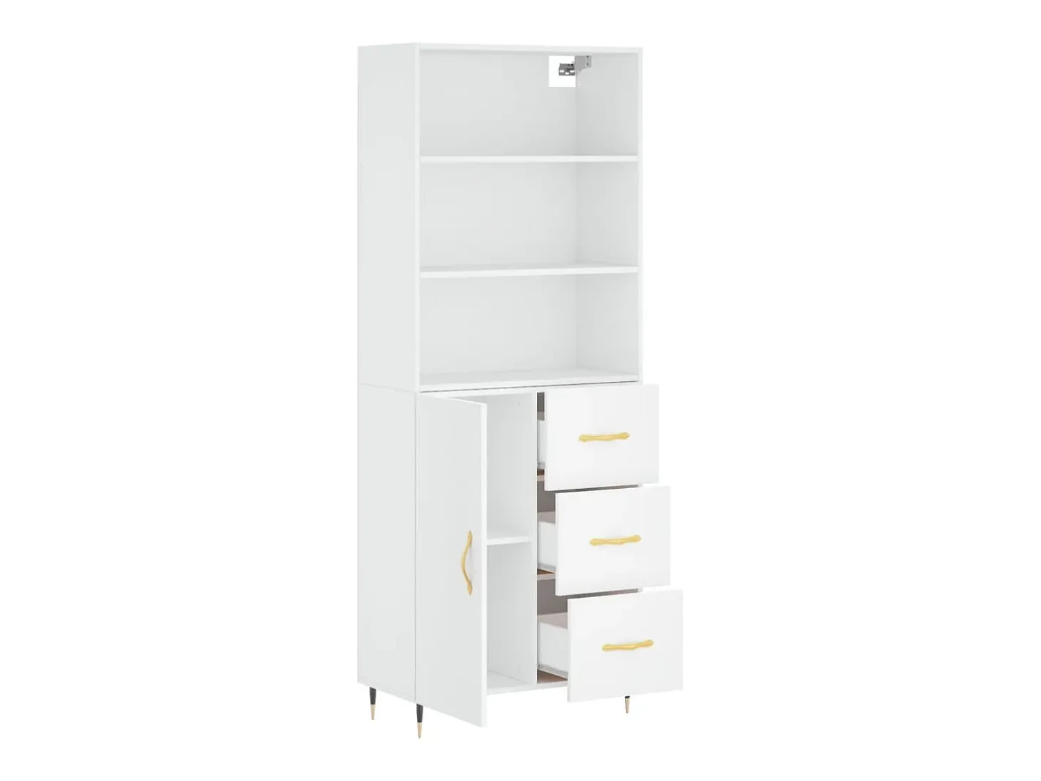 Aparador alto blanco 69,5x34x180 cm Madera contrachapada