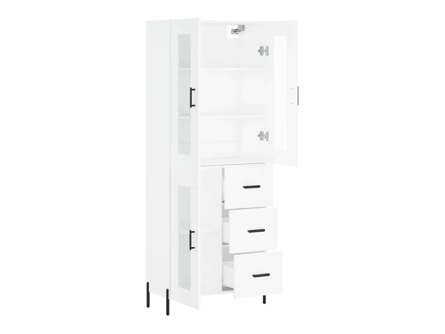 Aparador alto blanco 69,5x34x180 cm Madera contrachapada