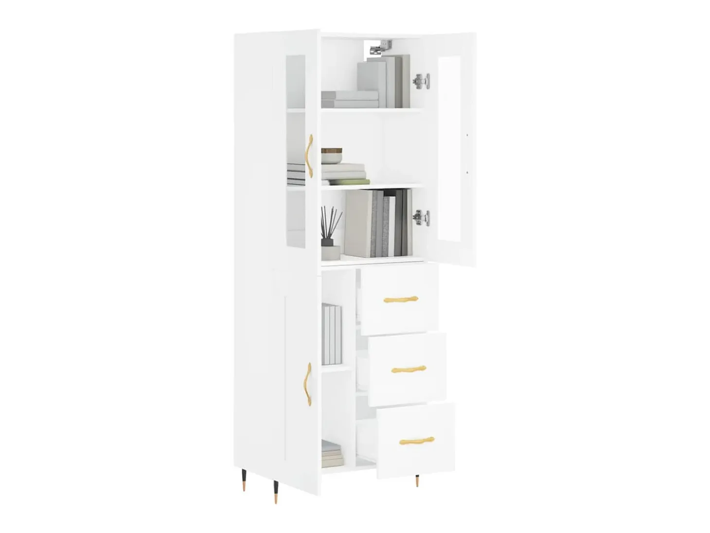 Aparador alto blanco 69,5x34x180 cm Madera contrachapada