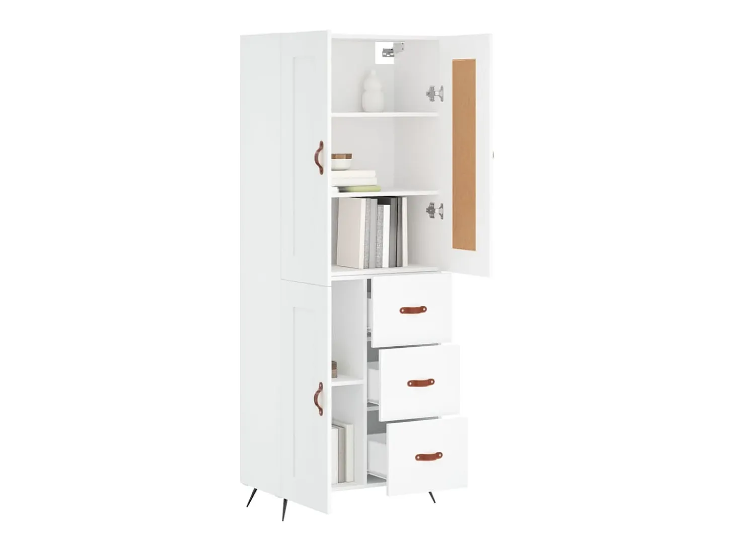 Aparador alto blanco 69,5x34x180 cm Madera contrachapada