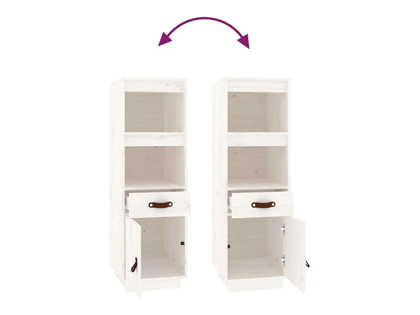 Aparador alto Blanco 34x40x108,5 cm Madera maciza de pino