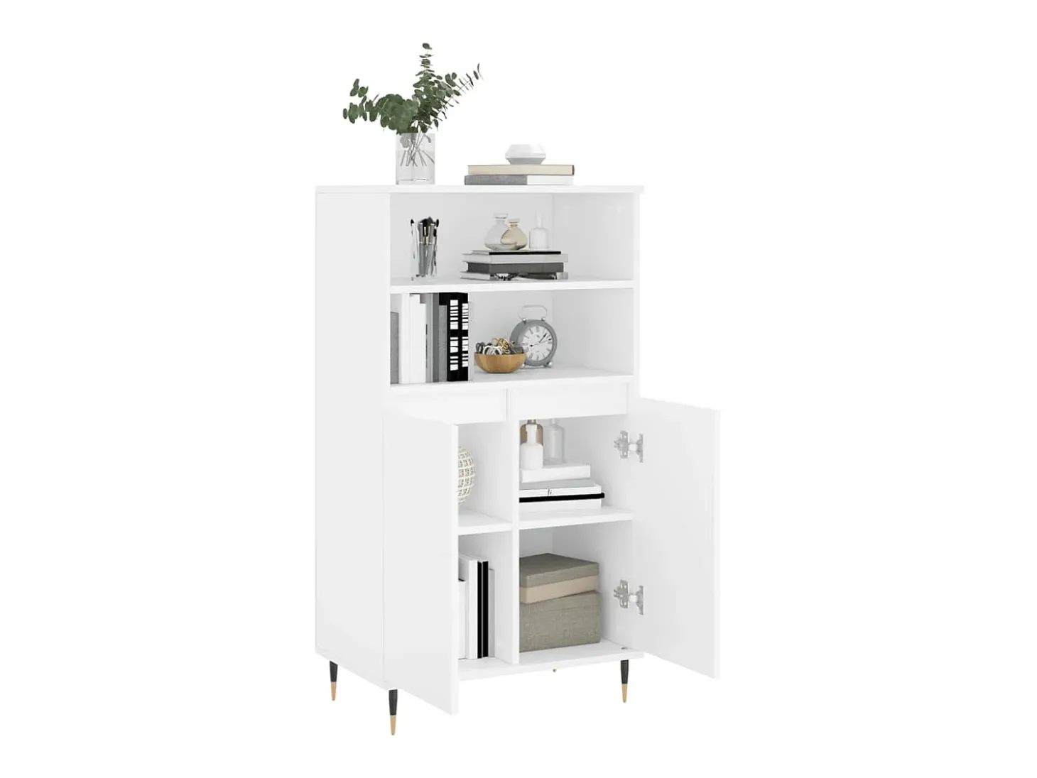 Aparador alto blanco 60x36x110 cm Madera contrachapada