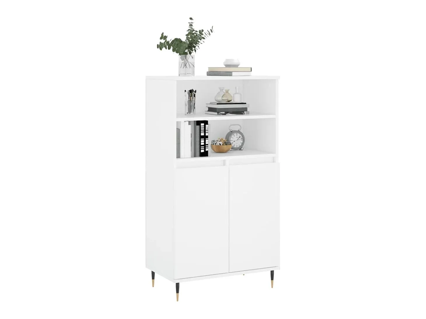 Aparador alto blanco 60x36x110 cm Madera contrachapada
