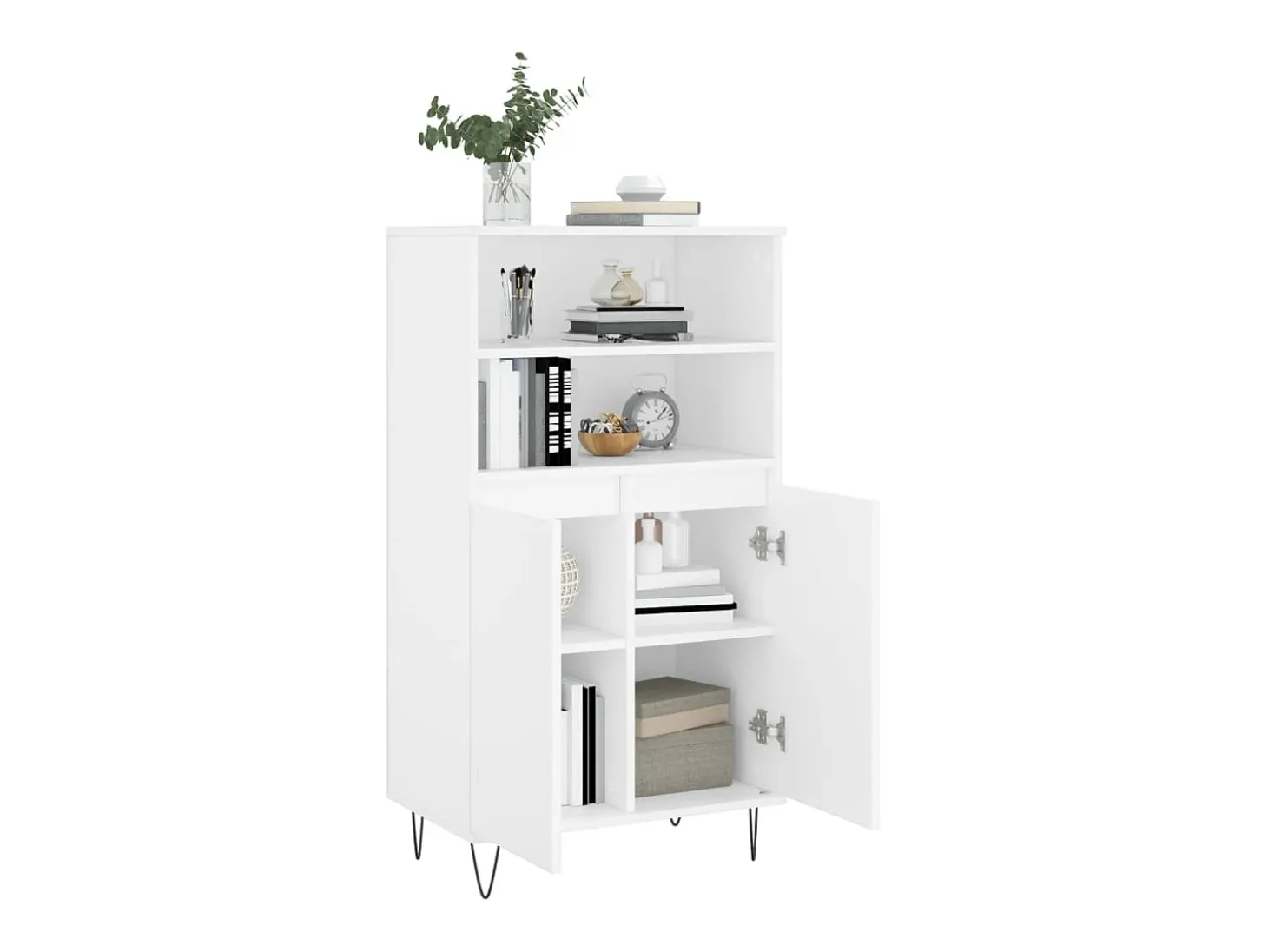 Aparador alto blanco 60x36x110 cm Madera contrachapada