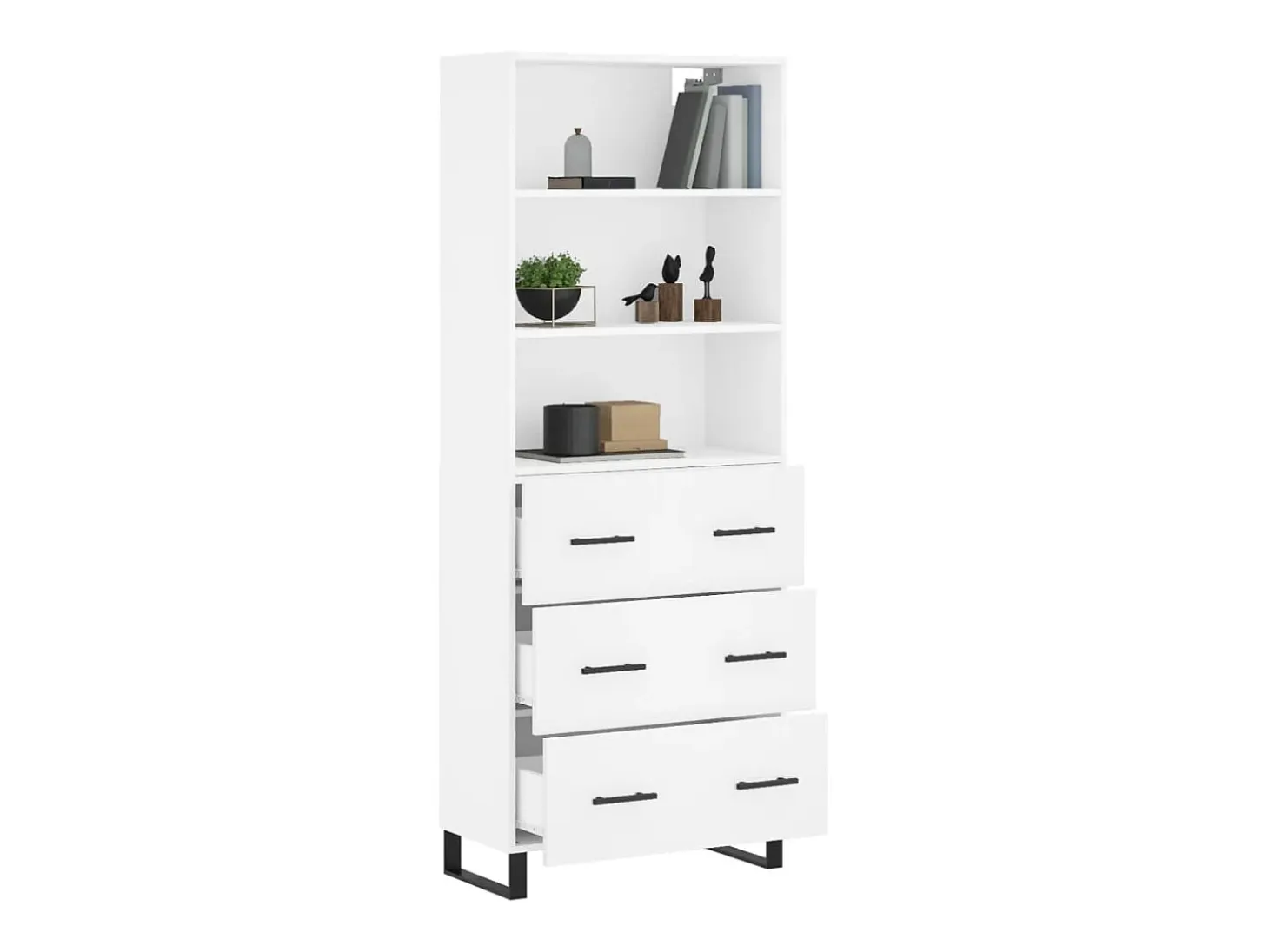 Aparador alto blanco 69,5x34x180 cm Madera contrachapada
