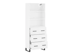 Aparador alto blanco 69,5x34x180 cm Madera contrachapada