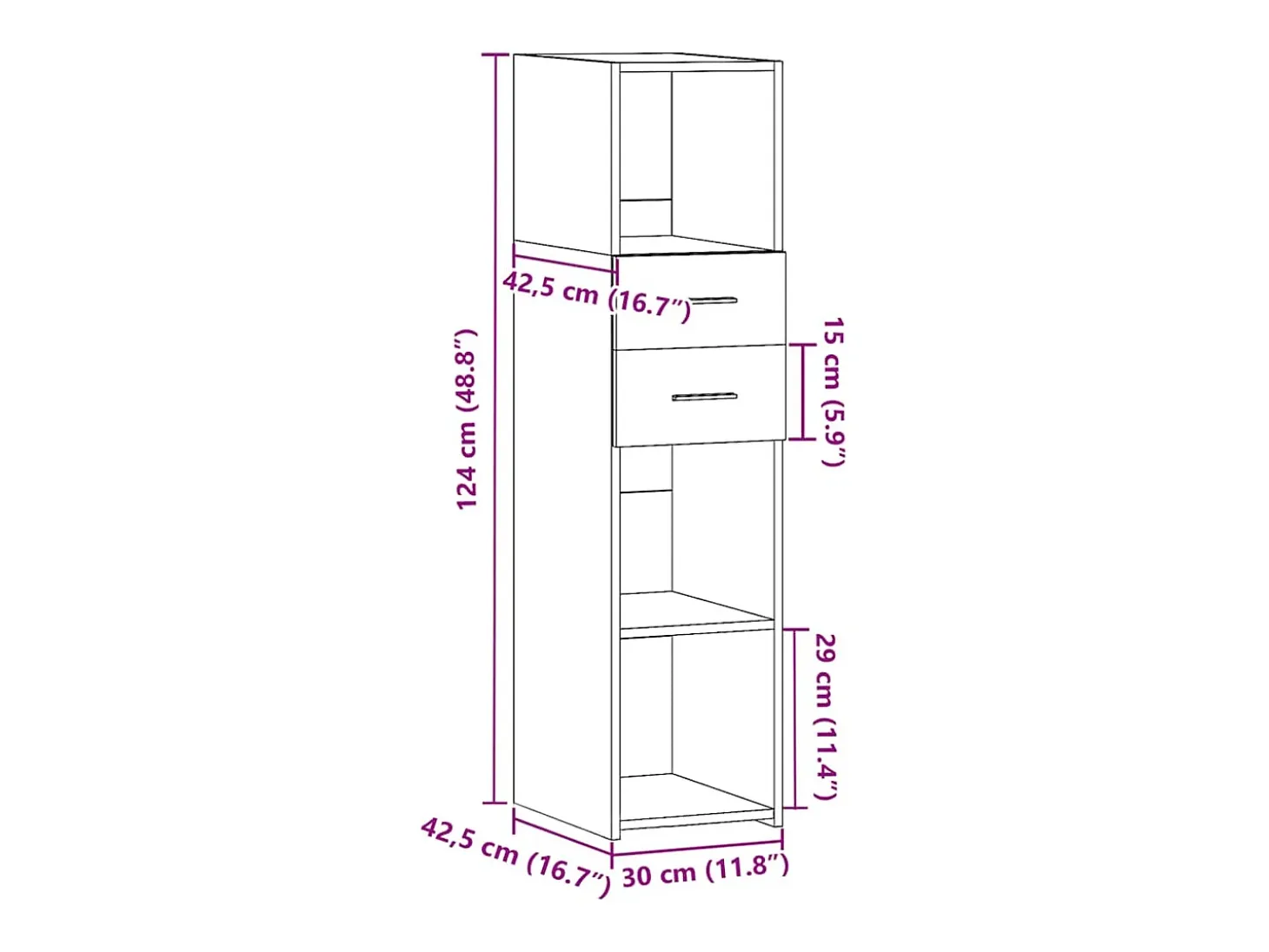 Aparador alto blanco 30x42,5x124 cm madera contrachapada