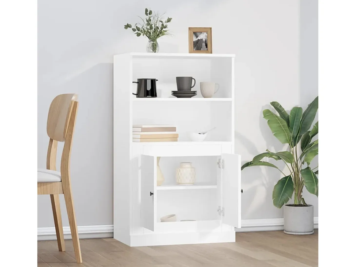 Aparador alto blanco 60x35,5x103,5 cm madera contrachapada