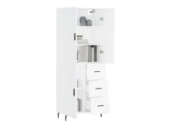 Aparador alto blanco 69,5x34x180 cm Madera contrachapada