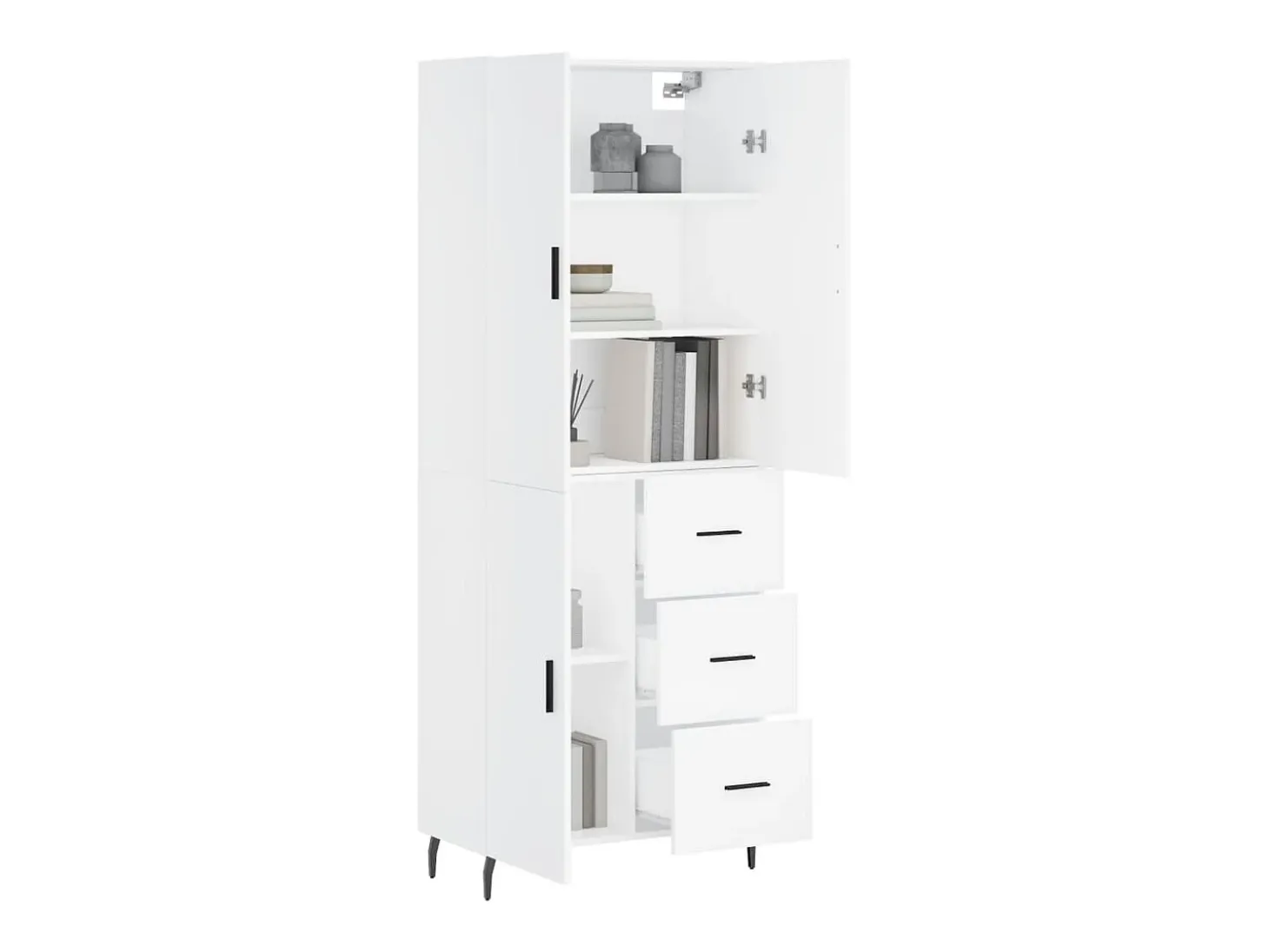 Aparador alto blanco 69,5x34x180 cm Madera contrachapada