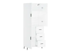 Aparador alto blanco 69,5x34x180 cm Madera contrachapada