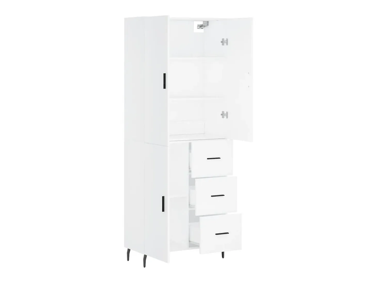 Aparador alto blanco 69,5x34x180 cm Madera contrachapada