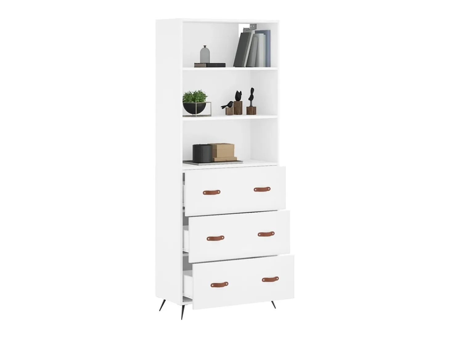 Aparador alto blanco 69,5x34x180 cm Madera contrachapada