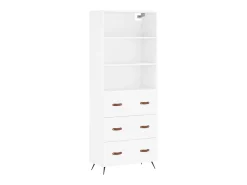 Aparador alto blanco 69,5x34x180 cm Madera contrachapada